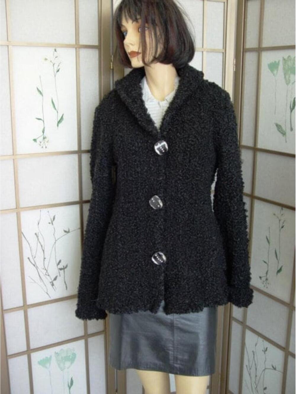 Refurbished New Knitted Black Lamb Fox Fur Jacket Woman Women Size 4 S